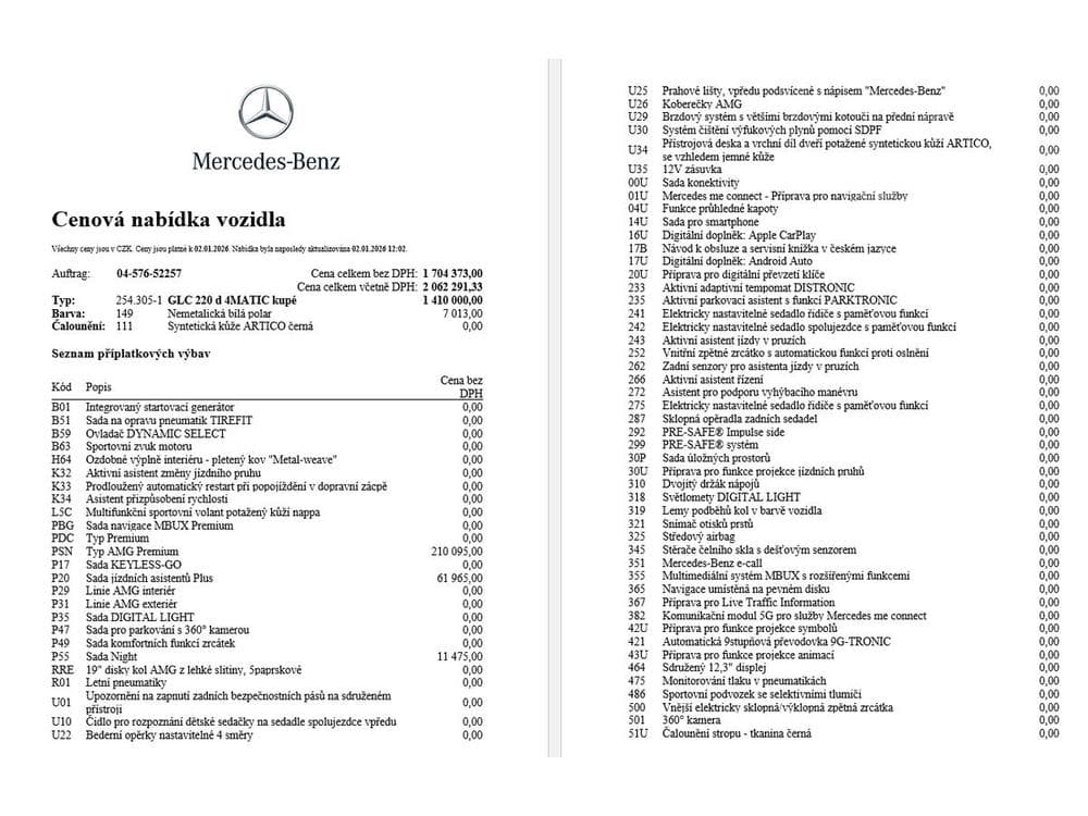 Mercedes-Benz GLC 220d 4M kupé, CZ